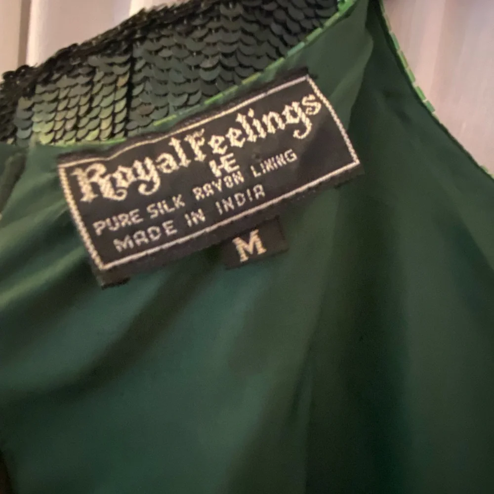 Stunning Fully Beaded & Sequined Emerald Green Mini Dress Silk - Picture 16 of 16